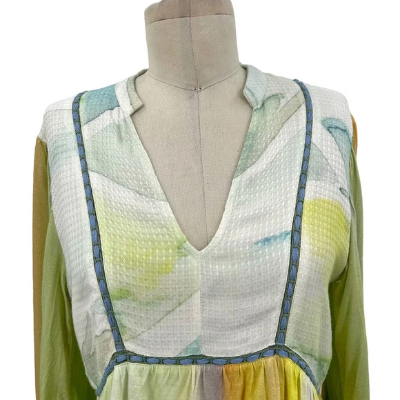Anthropologie Bl-nk London Peasant Top Blouse Peplum Colorful Tie Dye Size XS - Picture 3 of 10